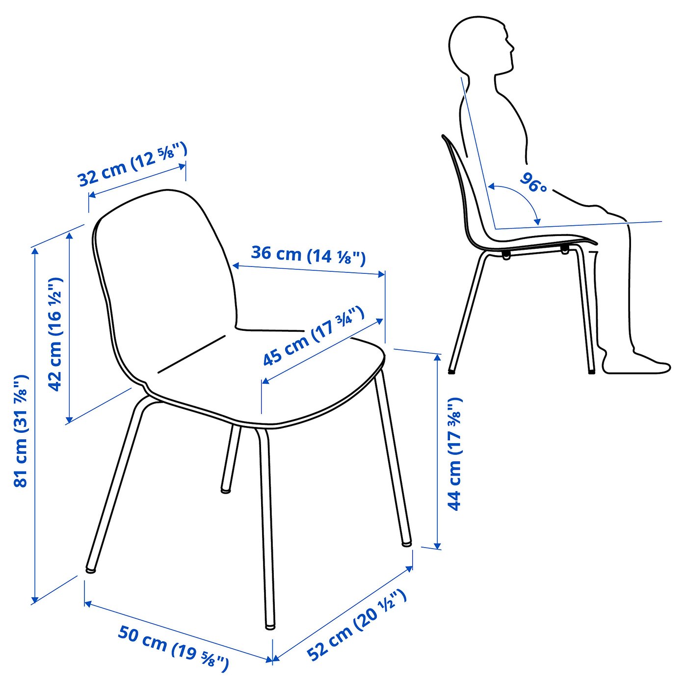 EKEDALEN / LIDÅS Stół i 4 krzesła - biały/biały biały 120/180 cm